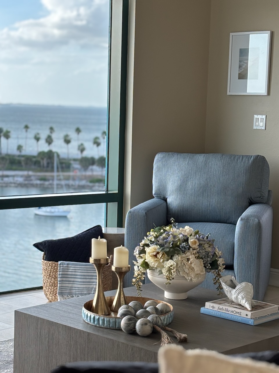 Coastal living room with ocean view